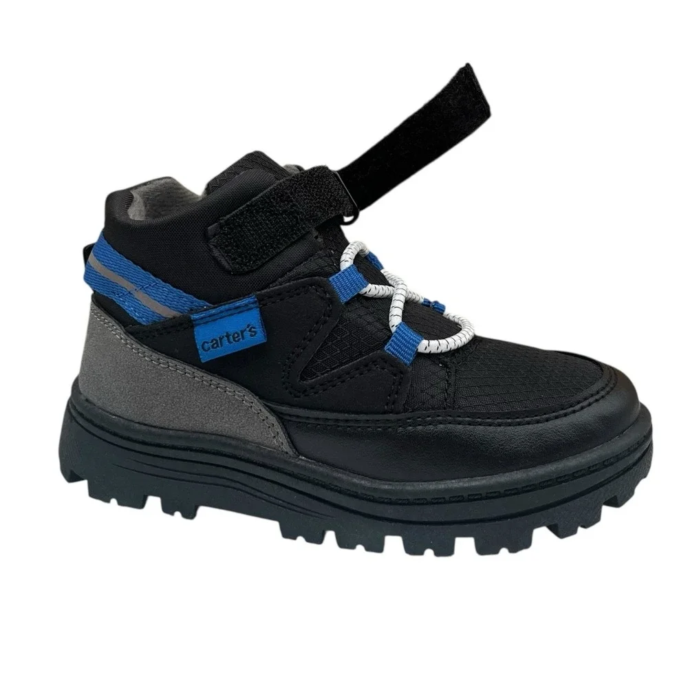 Carter's Toddler Boys Slip-on Athletic Ankle Booties Size 10 Black Blue Gray